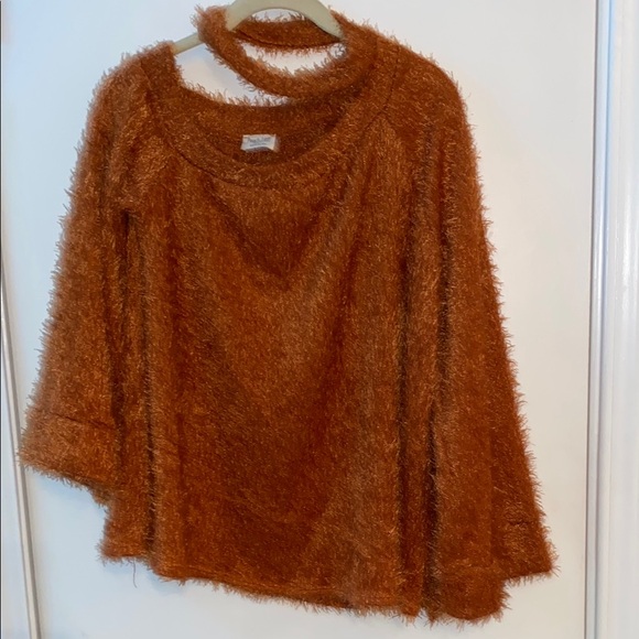 Peach Love California Sweaters - Peach Love California Brown Crew Neck Sweater with Oversized Fit